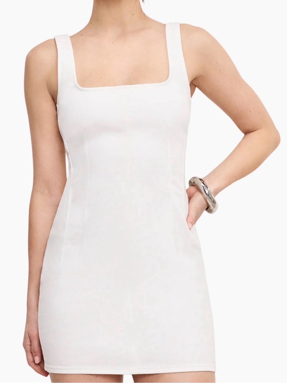 Good American White Square-Neck Mini Dress